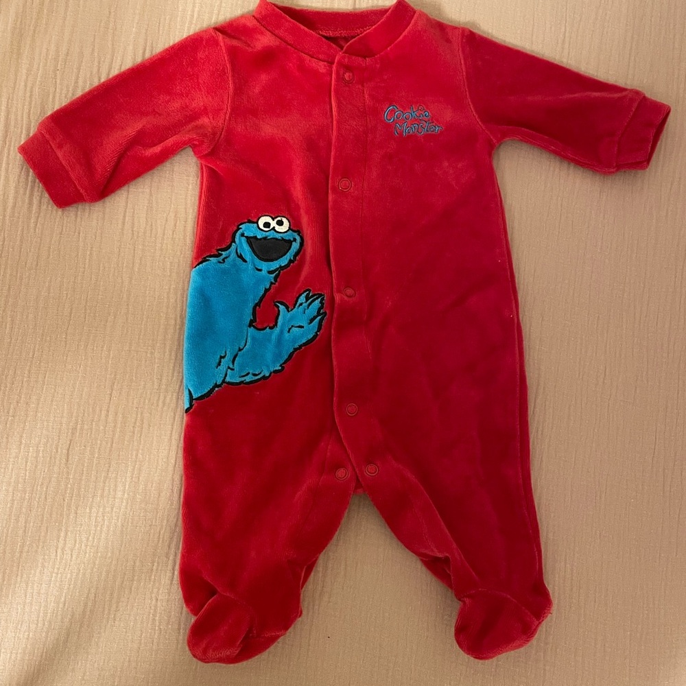 Vintage Red Velour Cookie Monster Kids One Piece (10lbs)
